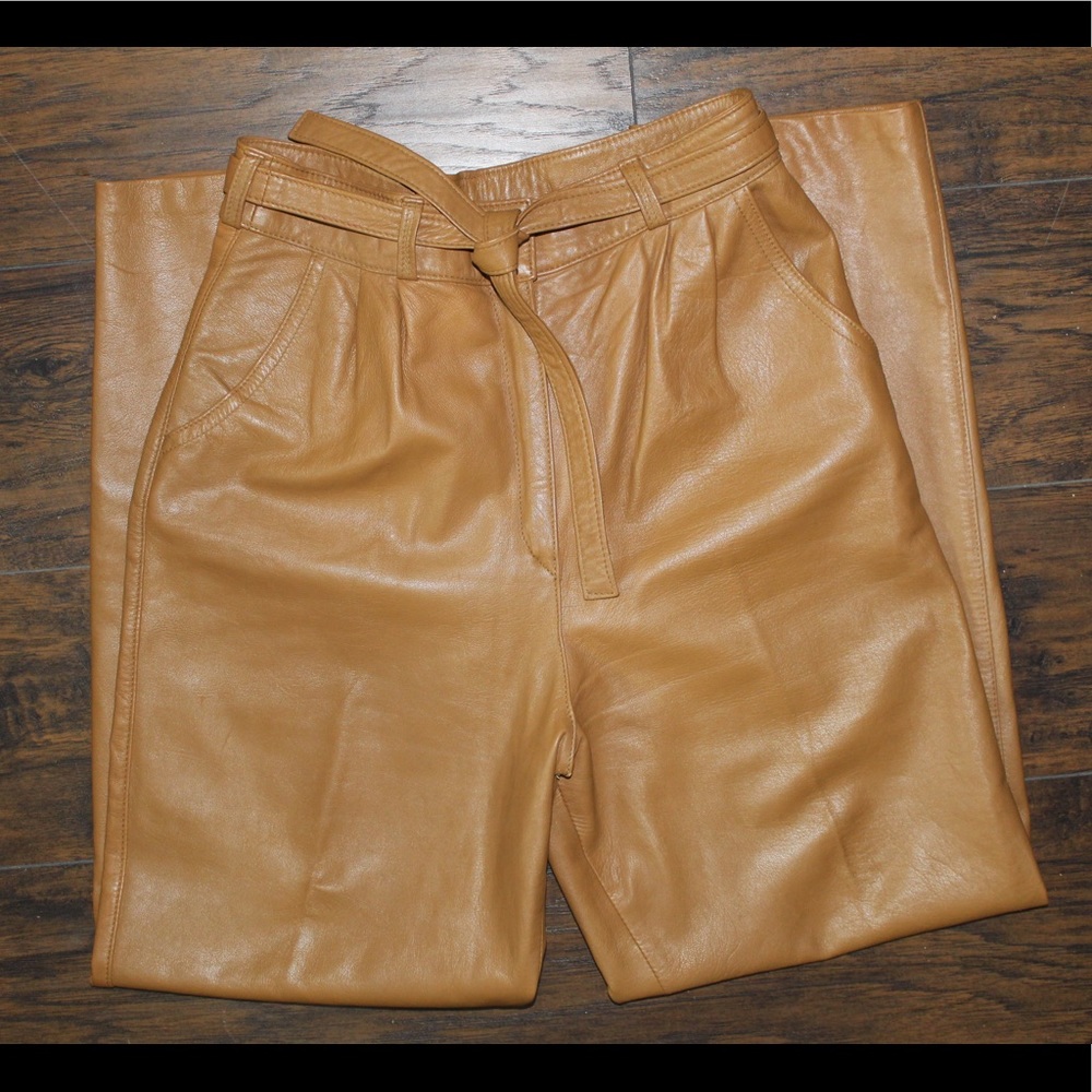 Vera Pelle Caramel Leather Pants